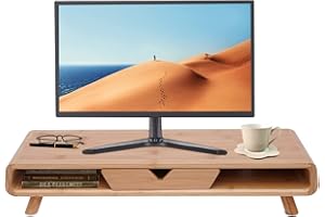 HarBin-Star Support de Moniteur Réhausseur,pour Moniteur 1 Moniteur Support Moniteur de Bureau pour Moniteur en Bois avec Tiroir, Boîtes de Rangement Meubles Bois