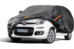 Telo Copriauto, Kayme Copertura per Auto Impermeabile, Compatibile con 2011-2023 Fiat Panda, Anti UV Anti Vento Antipolvere a 7 Strati con Cerniera e in Cotone.(Consegna in 3-7 giorni)