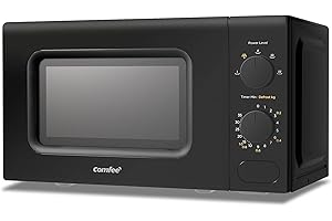 COMFEE' Forno a Microonde Nero, 20 Litri, 700 W, 5 Livelli di Potenza, Funzione di Scongelamento Rapido, Timer Manuale, Design Compatto-CM-M202CC(BK)