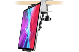 woleyi Kitchen Cabinet Tablet Mount, Easy-Install Under Cabinet Tablet Clamp Holder Stand for iPad Pro/Air/Mini, Galaxy Tab/Z Fold, Fire HD, Surface Pro, Switch, iPhone, 4-13" Cell Phones and Tablets