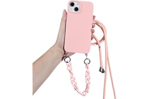 Pnakqil Funda Cuerda para Samsung Galaxy A23 5G 6.6" con Cadena,Estuche con 2 Cordón Pulsera Collar Correa Ajustable Collar de Cuello Teléfonos Protectora Silicona Suave TPU Case,Rosa
