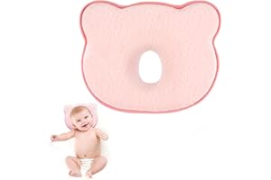 FIDGET PACK Baby Kissen, Neugeborene Memory Foam Reisekissen,Babykissen Gegen Plattkopf,Babykissen Gegen Plattkopf,100% Baumwolle Babykissen,für Kinder Bett Schlafen,Wiegen, Kinderwagen（Rosa）