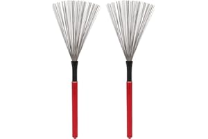 BNINETEENTEAM Drum Brush,Steel Wire Maple Wooden Handle Percussion Tool Kit,Instrument Accessory as Gifts For Drummer Playing Music Lover(Red) Cleaning, Repair And Maintenance