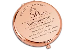 COCOCHERRY 50 Ans Anniversaire Femme, Cadeau 50 Ans Femme, Miroir Élégant de Poche, Idée Cadeau Femme 50 Ans Anniversaire, Un Cadeau Pratique et Amusant, Parfait pour Les Femmes Qui célèbrent Leur 50e