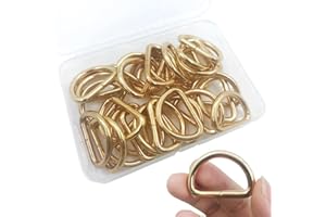EYKSTA 30 Piezas Anillas para Bolsos Anillos Metálicos en D Argollas para Bolsos, Mochila, Bolsa de Equipaje, Mascota Cuellos, 25mm, Doradoado