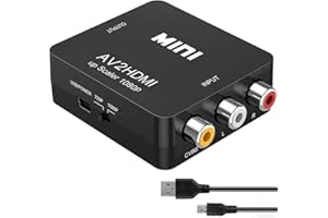 RCA auf HDMI Adapter, FAERSI 1080P AV zu HDMI Video Audio Konverter Adapter für PS2/PS4/Wii/Xbox/N64/PS3/VHS/VCR/TV/DVD Unterstützt PAL/NTSC mit USB-Netzkabel