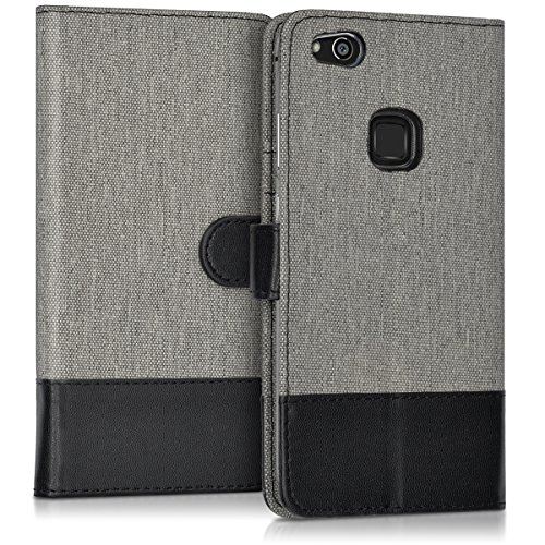 kwmobile Funda para Huawei P10 Lite - Carcasa de Tela y Cuero sint tico - con Tapa y Tarjetero Gris Negro reviews kwmobile Funda para Huawei P10 Lite - Carcasa de Tela y Cuero sint tico - con Tapa y Tarjetero Gris Negro