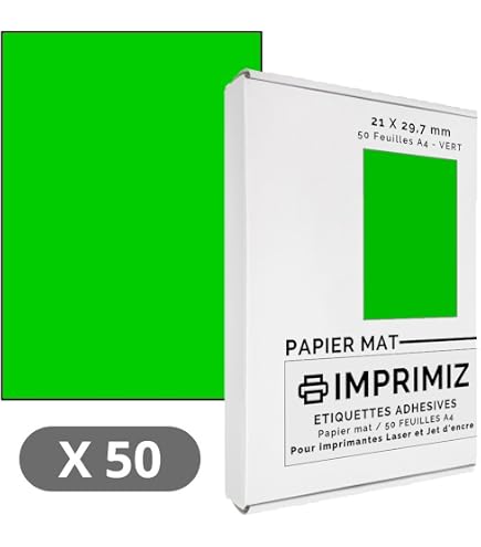 50 Feuilles Adhésives Rose Fluo - Format A4 - 210x297 Mm - Papier Mat Pour Jet D'encre Et Laser - Autocollant Permanent