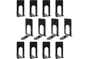 HASUDEI 6 Paia Fermalibri in Metallo Nero Reggi Libri per Mensole in metallo Antiscivolo Ferma Libri per Libreria per Casa, Ufficio, Biblioteca, Studenti Regalo (13x10x7cm)