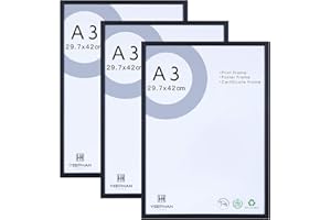 YEEPHAN A3 Black Photo Frames Set of 3-29.7x42cm Solid Wood Picture Frames with Plexi-glass Front,Paintings Frames/Poster Frame/a3 certificate frame for Wall Mounting