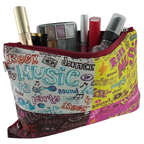 Preisvergleich Produktbild Damen Kosmetiktasche mit Design Music Kunst-Druck / Schutzpolsterung für Glasflacons / Schminktasche perfekt für Unterwegs & Reisen / Ideale Aufbewahrung in der Handtasche / Kulturbeutel abwaschbar