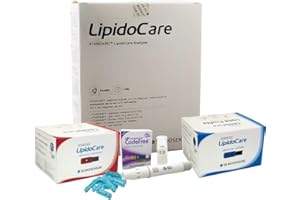 LipidoCare Meter + Total Cholesterol, Lipid Profile & Glucose Test Strips + Lancing Device and Lancets