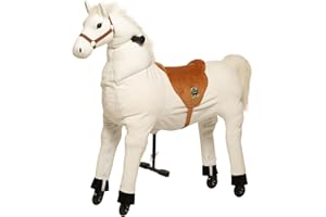 Animal Riding Reitpferd Snowy X-Large (für Kinder ab 8 Jahren, Farbe weiß, Sattelhöhe 80 cm, mit Rollen) ARP011L