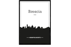 Nacnic Poster Mappa di Brescia - Italia. Fogli Skyline con Le Città in Italia con Ombra Nera. Formato A4