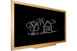 ALAPIZARRA Pizarra negra para tiza con marco madera natural de pino incluye amplia bandeja cajetín. 128 x 90 cm. Ideal para la decoración infantil en habitación de niños, hogar, casa, cocinas, oficinas.