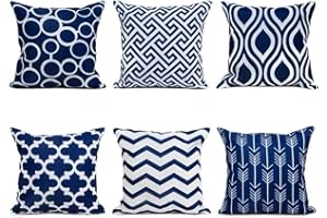 TIDWIACE Juego de 6 Azul Funda de Cojine 50 X 50 cm - Throw Cojín Decoración Lino Almohada Caso de la Cubierta Decorativo para Sala de Estar sofás