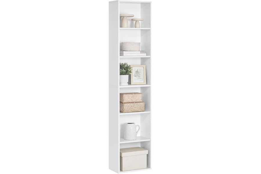 VASAGLE Bookcase, 6-Tier Bookshelf, Open Storage Shelf, Shelving Unit, 24 x 40 x 178.5 cm, for Living Room, Home Office, Dinning Room, Cloud White LBC167T14