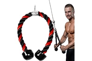 TAEKU Tricep Rope Heavy Duty Long Handle Nylon Rope Single Pull Down Cable Attachment with Carabiner for Gym Home