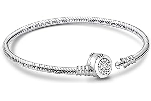 APUUESN Sterling Silber Charms Armband Mit Logogravur, Armbänder Moments Serie, Armbänder Me Serie,Charms Anhänger Armband From 17CM to 21CM,Gold,Silber