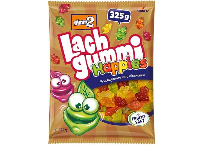 nimm2 Lachgummi Happies, Fruchtgummis - 1 x 325 g | Fruchtgummi in den 6 Sorten mit Fruchtsaft & Vitaminen,…