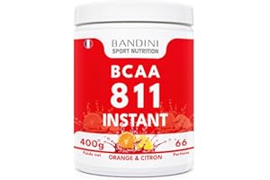 Bandini® BCAA 8:1:1 Poudre Zero Sucre | Acides Aminés à chaîne ramifiée 811 Vegan avec Leucine, Isoleucine, Valine | Musculation | Acide Amines sans additifs | 400g Powder | Saveur Orange et Citron