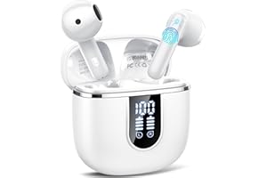 CILLSO Cuffie Bluetooth, Auricolari Bluetooth 5.4 con 4 ENC HD Mics Immersivo, 40Ore Mini Cuffie Wireless Cancellazione Rumorecon, Touch Control, LED, IP7 Cuffiette Bluetooth per Androide/iOS, USB-C, Bianco