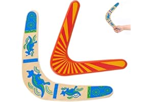 CHUANGOU 2 Pezzi Boomerang V Shaped Outdoor Flatloop Bummerang, Boomerang Principianti, Return Flying Boomerang Wooden