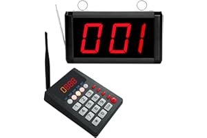 CYSSJF Sistema De Llamadas En Cola Inalámbrico Buscapersonas - Sistema De Números En Espera Sistema De Clientes Para Restaurantes, Hospitales, Bancos, Gestión De Línea De Espera (1 Teclado + 1 Pantalla)