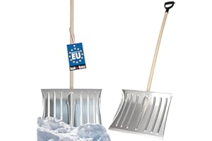 KOTARBAU® Pala de Nieve, Pala con Mango de Madera, Pala con Mango de Anilla, Pala quitanieves con Mango en D, 50cm de Ancho, Pala de Aluminio con Borde Reforzado, Palas Nieve