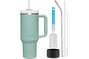 Aurldpio 40oz Tumbler with Handle and Straw, Stainless Stee Mug,Travel Coffee Mugs Cups for Hot Iced Drinks with Handle Straw Insulated Water Bottle Cup Gifts for Women Men Him Her