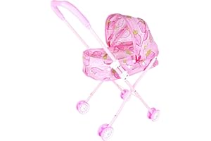 DIFICATO Baby Doll Stroller, Realistic 2 In 1 Baby Stroller for Dolls, Detachable Toy Pram with Retractable Canopy and Soft Grip Handle, Doll Strollers for Girls 3 Years Old