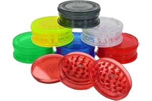 NCS35® 4X Colourful 60mm Plastic Herb Grinders with Magnetic Lid 3-Part Shark Tooth Herbal Salt Spice and Pepper Grinder Portable, Durable & Perfect Use for Kitchen Indoor & Outdoor Assorted Colours