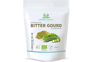 Herbal Magic's Organic Bitter Gourd Powder-Great Green Vegetable-Also Known as Karela, Bitter Melon,Balsam-pear. Free from Fillers & Preservatives- of&G UK Organic Certified 1x200g Pack