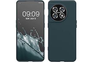 kwmobile Carcasa para OnePlus 11 Funda - Ultrafina de TPU y Silicona con Bordes elevados anticaídas - Pizarra Oscura