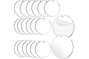 ‎ENLACE ENLACE Acrylscheibe Rund mit Loch 20 Stück Acryl Rohlinge Transparente Kreis Scheibe,Rund Klare Acrylplatte für DIY Schlüsselanhänger,Bastelprojekt Malerei und Partybeschilderung 5cm