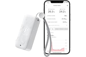 SwitchBot IP65 Hygromètre Thermomètre Intérieur Extérieur, Portée Bluetooth de 120m, Capteur d'Humidité/Dewpoint/VPD/Absolu, Stockage de Données Gratuit à Exporter, 2 Ans de Durée de vie des Piles