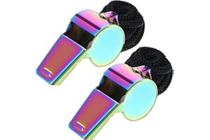 Molain 2 Stück Bunt Schiedsrichter Pfeife, Edelstahl Trillerpfeife, Trillerpfeifen mit Lanyard Sportpfeifen Personalisiert Trillerpfeife für Schulsport Fußball Hundetraining Sportunterricht