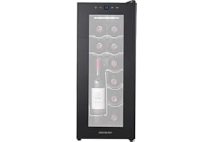 Cookology CWTE12BK 12 Bottle Thermo Electric Wine Cooler and Chiller for Counter Top, Digital Temperature Control, Less Noise and No Vibration - in Black