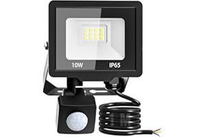 nipify Focos Led Exterior con Sensor de Movimiento, 10W Foco LED Exterior 6500K Blanco Frío Proyector Led Exterior IP65 Impermeable Iluminación de Exterior Seguridad para Jardín, Patio, Garaje