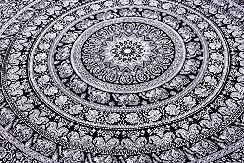 RASTOGI Kunsthandwerk Indian Elephant Mandala Tapisserie Hippie, Gobelin, Wandteppich, indisches schwarz & weiß Wandteppich, Bohemian Wohnheim Dekor Mandala Gobelin - 2