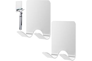 Gorffy Rasierhalter Dusche, Mehrzweckhaken Edelstahl Wasserdichte Wandhaken Selbstklebend, Rasierer Halterung Dusche, Badezimmer Haken Ohne Bohren Rasier Halterung (Weiß, 2 Stück)