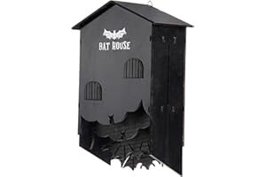 perfk Wooden Bats House Shelter Stable Easy to Install Weatherproof Wall Hanging Three Chamber Bats Box for Garden Summer Yard