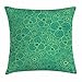 Produktbild pigyear888 Jade Green Throw Pillow Cushion Cover, Flowering Nature Themed Doodle Style Drawing Pattern Petals and Buds, Decorative Square Accent Pillow Case, 18 X 18 Inches, Jade Green Yellow