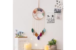 JINGXINXIN Traumfänger Craft Ornament mit Kristall Achat Farbe Natürlicher Edelstein Achat Wandhänge Zimmer Garten Xmas Hochzeit Dekor (Seven Rounds)