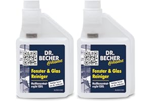 DR.BECHER @home Fenster & Glas Reiniger - Kraftvolle Lösung für streifenfreie Fenster und Glasflächen - Entfernt Öl-, Fett-, Nikotin- und Rußverschmutzungen 2x 500ml