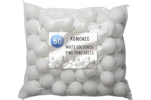 KOMONEE 50 x White Ping Pong Balls Table Tennis 40mm No Logos Plain Ideal for Cat Dog Pet Toy School Crafts