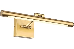 Joosenhouse LED Picture Light Fixtures Dimmable 16.54" Inch Modern Metal Artwork Hallway Lamps with Single Swing Arm, 9W (50W Eqv.), Hardwired Connection, Warm White, CRI80+, Golden-Like Brass Finish