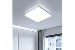EASY EAGLE Plafon LED Techo Cuadrado 24W, Lampara Downlight Panel Superficie 6500K, 2400LM IP44 Plafones Luz Moderna Delgada para Dormitorio Sala de Estar Cocina Balcón Pasillo Oficina, Ø18CM