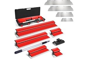 HaTur Lame d'écrémage Lame de Spatule de lissage Lame à Lisser avec Poignée d'extension et Lame Enduit de Rechange pour Lissage des Profils (25 cm + 40 cm + 60 cm + 80 cm)