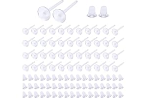 TOAOB THE ONE AND ONLY BABY TOAOB 200 Pezzi Orecchini Piatto Base in Plastica 3x12 mm e Chiusure per Orecchino Ferma di Silicone per Fai da Te Creazione Gioielli